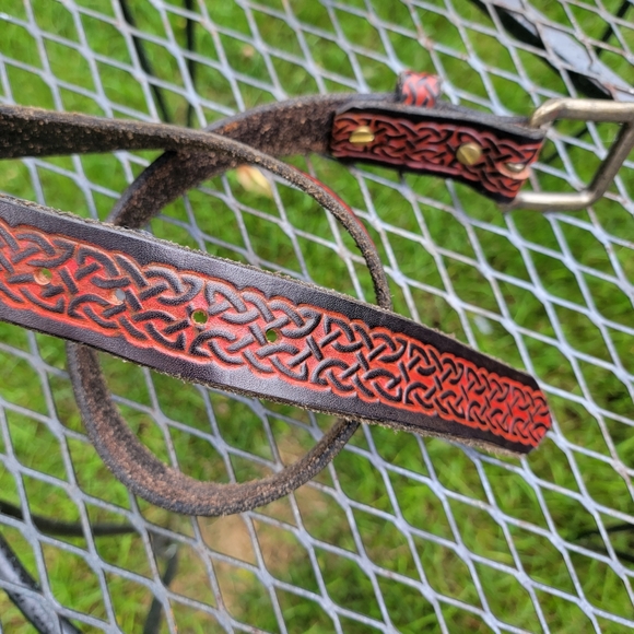 Vintage Leather Tooled Belt    54 " - Picture 7 of 7